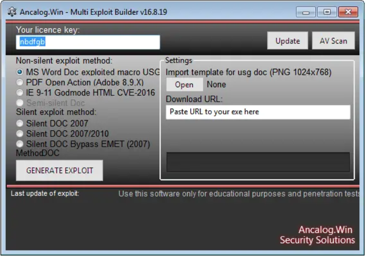Ancalog Exploit Builder